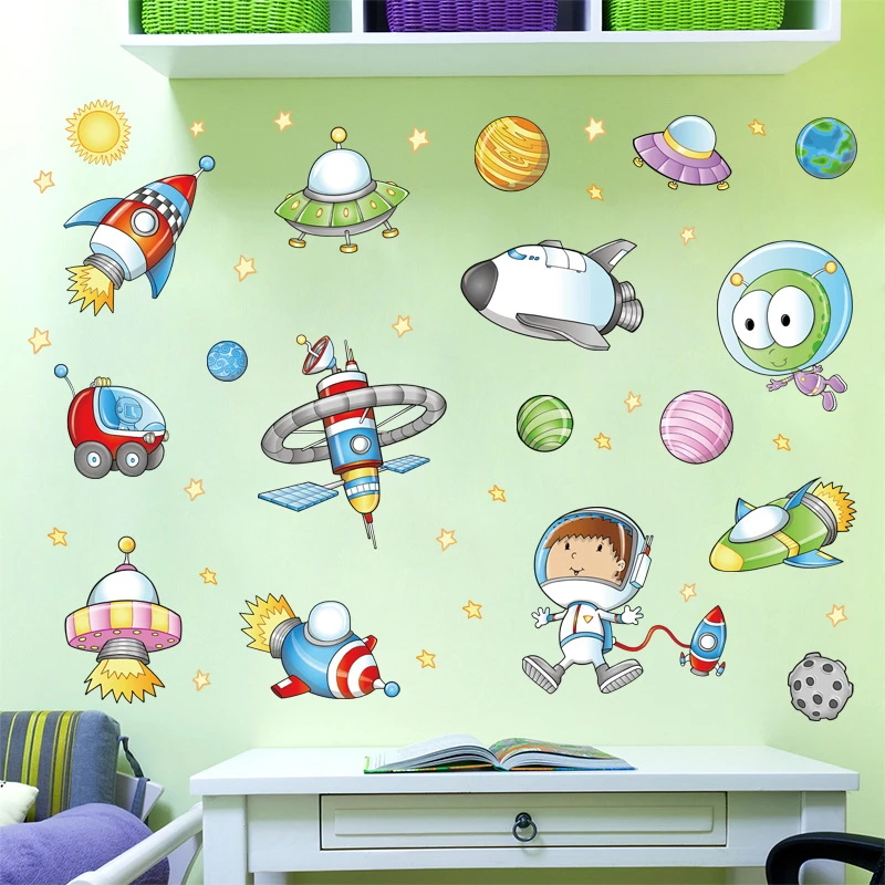 Pegatinas De Pared De Alien Con Espacio De Dibujos Animados Para Habitacion De Ninos Pegatinas De
