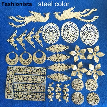 

Mixed Filigree Metal Jewelry Supplies,3D Flowers,Phoenix,Branch,Charms,Filigree Long Connectors,Steel Color,DIY Findings