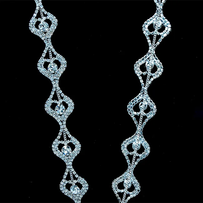 10Yards 2.3cm Crystal Rhinestone Chain Trim Sewing For Clothing Chain with Crystal Beads