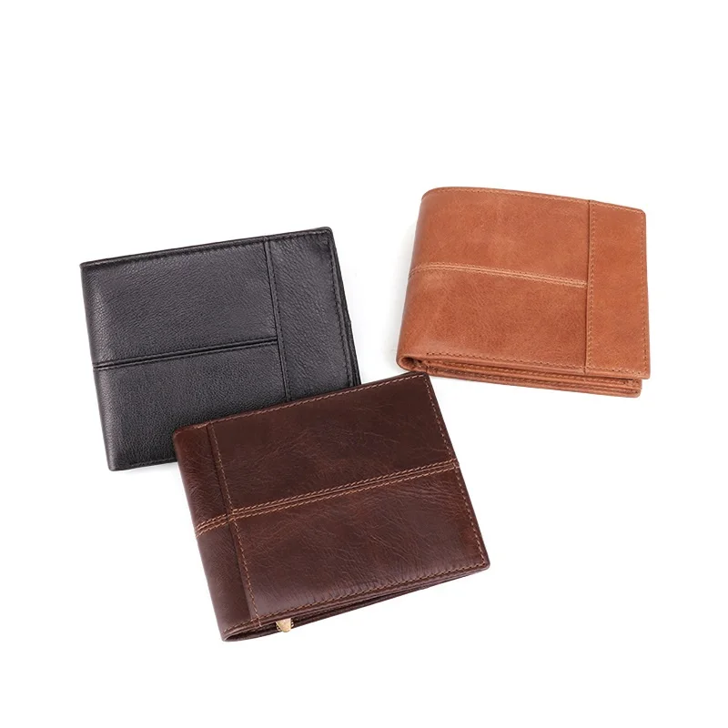 

Cow Leather Men Wallets with Coin Pocket Vintage Male Purse Function Brown Genuine Leather Men Wallet with Card Holders