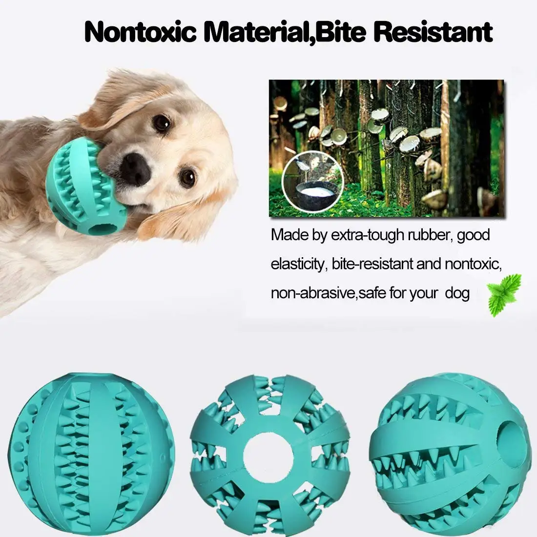 

Dog Treat Round Ball Pet Training BPA-Free Non-Toxic Rubber Tooth Cleaning Toys Hogard NO20