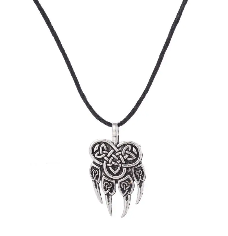 Dawapara лапа талисман амулет Викинг ювелирные изделия славянский кулон ожерелье Велес символ бога Warding медведь мужские Религиозные Подвески ожерелье - Окраска металла: A128202