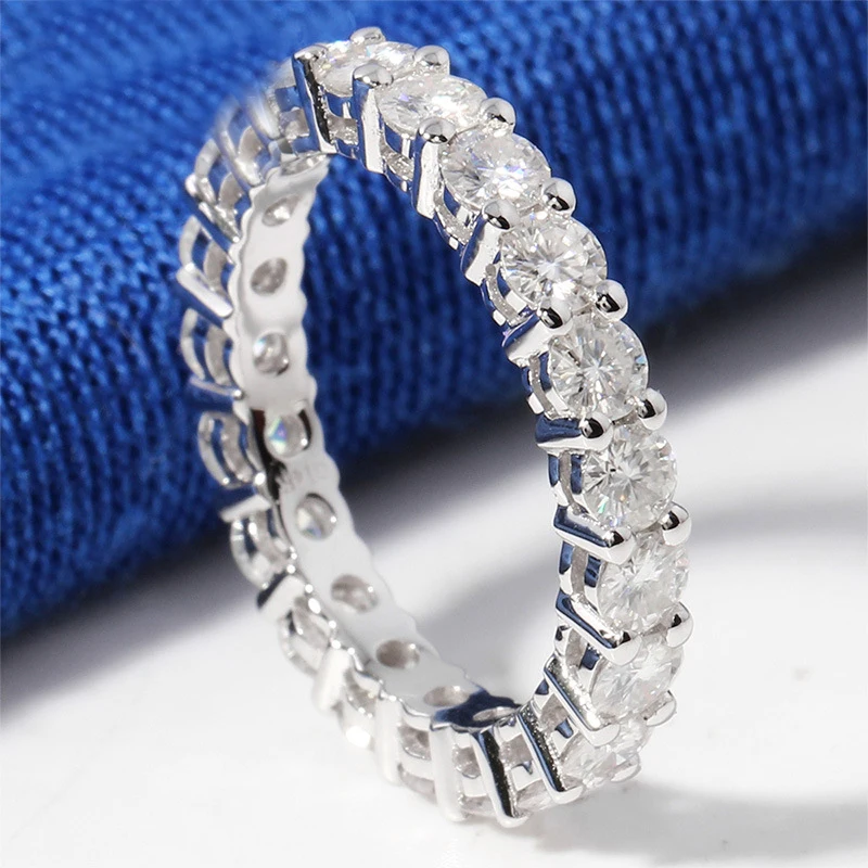 Silver Rings Silver Ring Wedding Rings New Fashion Solid 925 Silver Ring Set Luxury Full Circle 4mm Round CZ Diamant Engagement Wedding Rings for Women