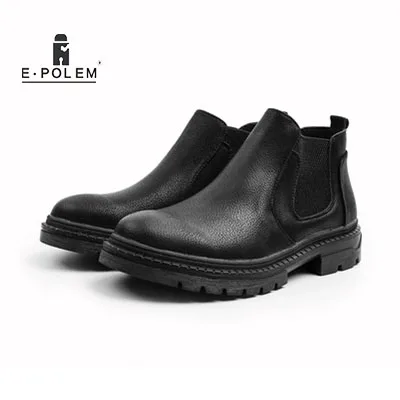 

2018 Dark Black Tide Men's Retro Shoes Boots Black Elegant Wind Chelsea Boots Not Tied With A Thick Mouth In The High Boots Men