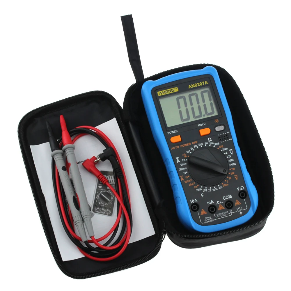 

AN8207A AN8207L Digital Multimeter Voltmeter Ammeter Test 2000 Counts Handheld Multimeter LCD Display AC/DC Current Testing