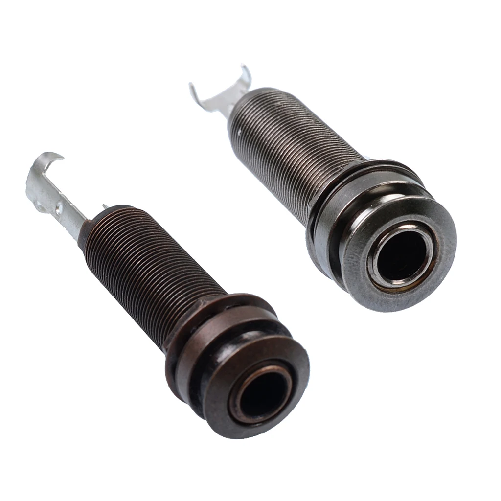 Brass Easy Install 1/4inch Cylinder Endpin Output Jack for Acoustic Guitar Great Replacement Parts 62mm Dark Black/Black  Color 