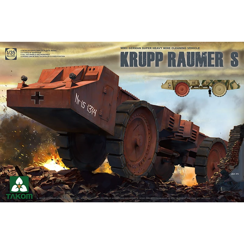 

1/35 TAKOM 2053 WWII GERMAN SUPER HEAVY MINE CLEANING VEHICLE KRUPP RAUMER S model hobby