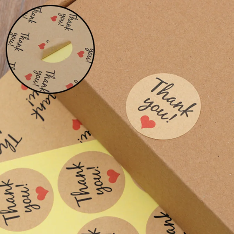 

10sheets/lot Thank you Sealing Label Adhesive Stickers Kraft Baking Paper Stickers For Gift Box Handmade Craft Envelope Stickers