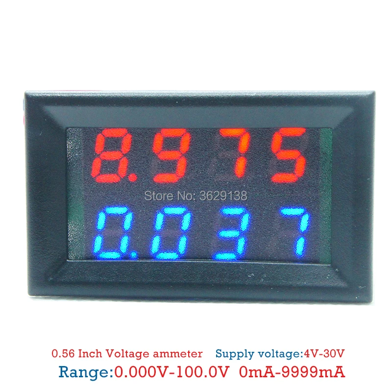 

0.28inch LED Digital Voltmeter Ammeter 2 Wires DC 0-100V 0-10A Four Digits Voltage Current Meter Ampere Panel