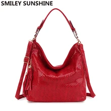 Fashion Leather Women Handbags Hobo Tassel Women Shoulder Bags Big Red Ladies Hand bags Female Crossbody Bags for women 2019