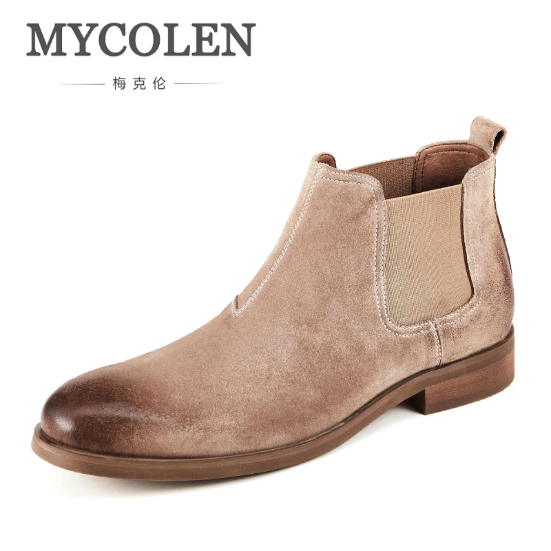 

MYCOLEN The New Listing Men'S Boots Genuine Leather Handmade Luxury Brand Men Boots Casual Boots Solid Lace-Up Men'S Boots