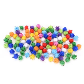 

100pcs/lot Colorful 15mm Cat toy balls Small Ball Cat Toys Sparkly Glitter Tinsel Pompom Balls