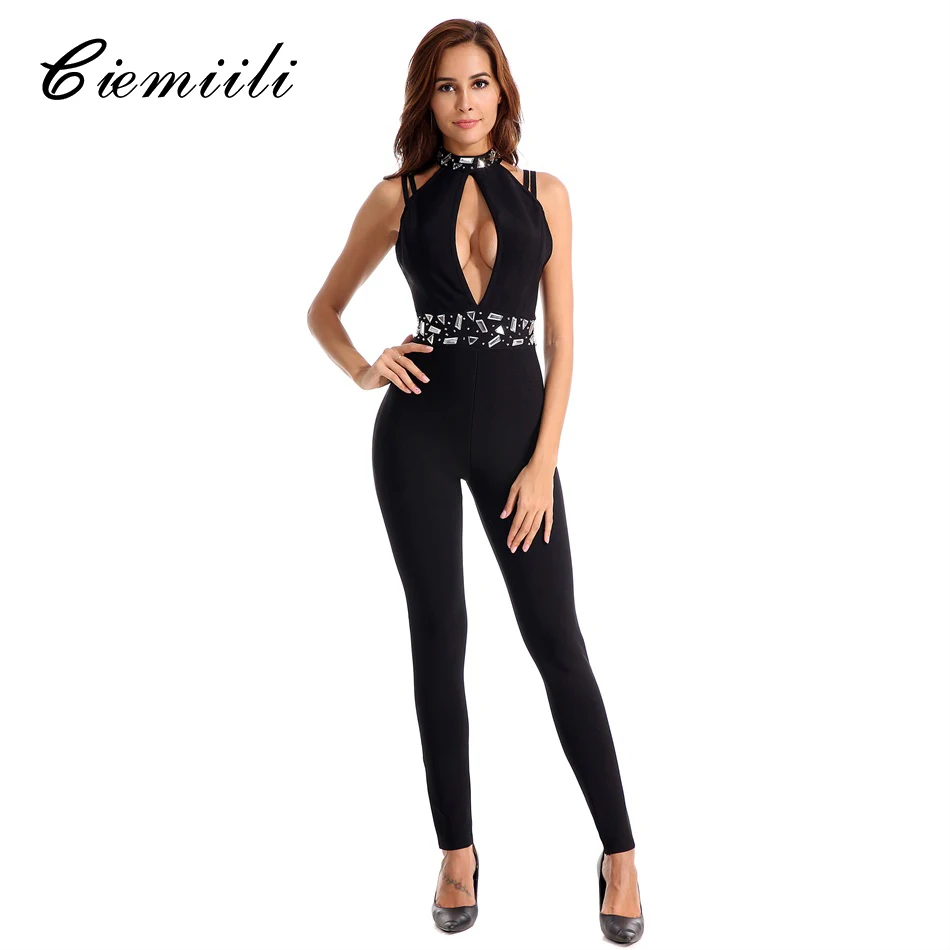 CIEMIILI Sexy Bandage Jumpsuits Rompers Womens 2018 Casual Bodysuits Evening Party Club Bodycon Hollow Out Playsuits Overalls CIEMIILI Sexy Bandage Jumpsuits Rompers Womens 2018 Casual Bodysuits Evening Party Club Bodycon Hollow Out Playsuits Overalls