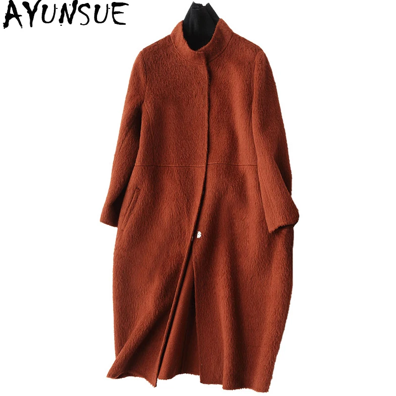 

AYUNSUE Wool Coat Female Autumn Winter Coat Women Alpaca Cashmere Women's Coats Long Jackets Overcoat casaco feminino WYQ1250