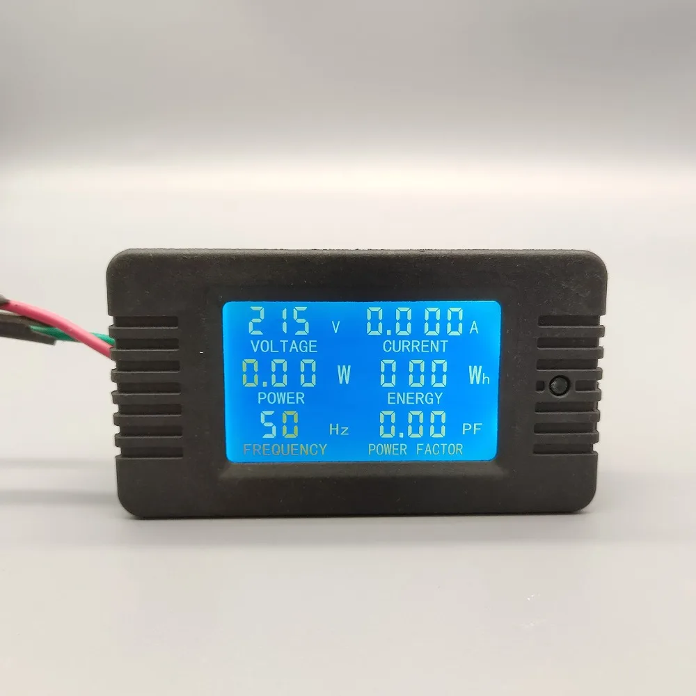 

6 in 1 AC 10A Digital Voltmeter Ammeter Energy Power Power Frequency Factor Current Panel Meter Detector 110V 220V LCD Blue