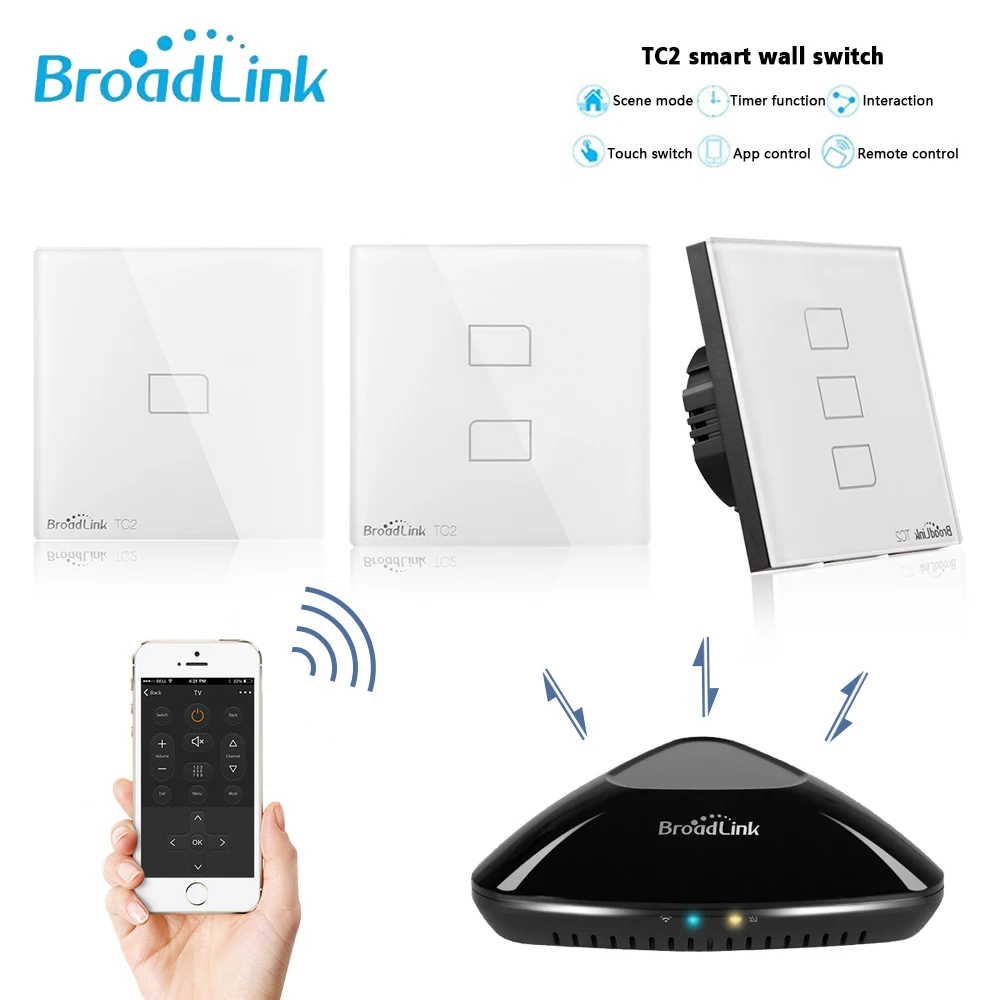 Broadlink TC2 WiFi переключатель US UK EU 1 2 3 Gang настенный выключатель света Умный дом RM Pro IR +
