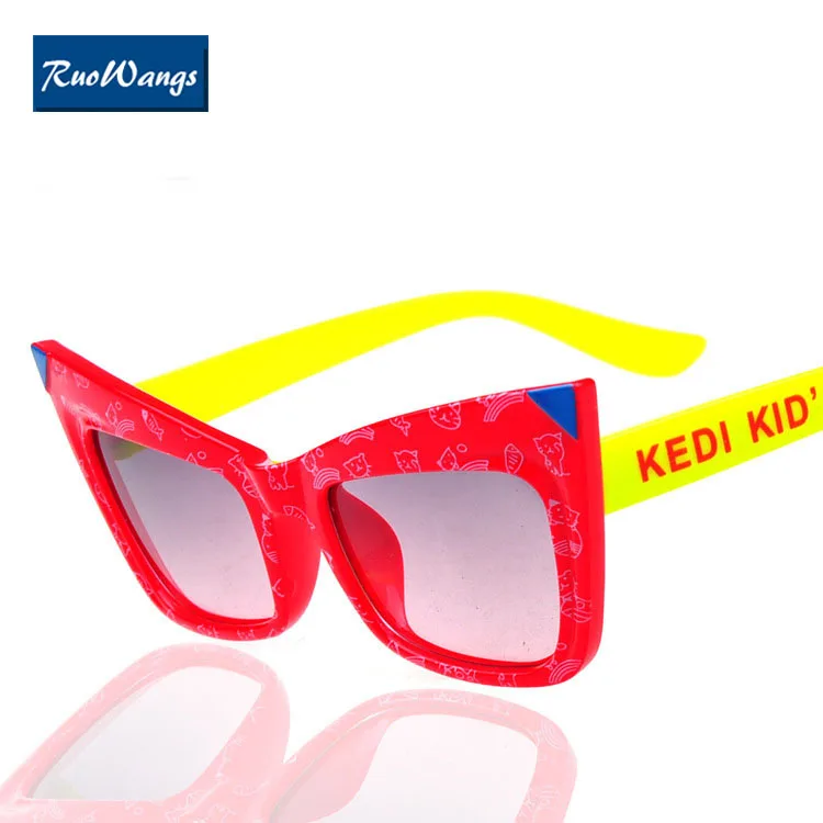 RuoWangs модные кошачий глаз очки детские солнечные очки линзы цветные oculos de sol детские очки кошачьи очки