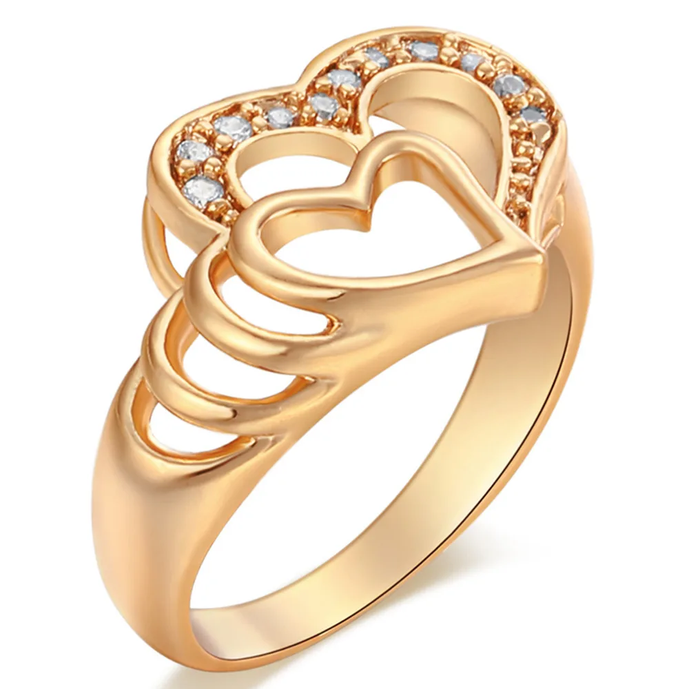 lingmei Fashion Hollowed Heart Wedding For Women Jewelry Rings Dating