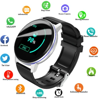 

2019 New LIGE Black Casual Fashion Smart bracelet Watch Mens Fitness Tracker Top Brand Luxury Waterproof Clock Smart Wristband