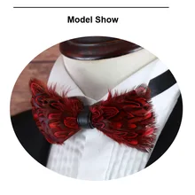 Дизайнерский галстук-бабочка натуральный перо птица ночной клуб Свадебный Жених мужской женатый перьевой воротник цветочные бабочки