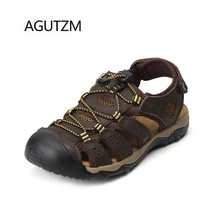 AGUTZM/2026 г., Новое поступление, летние модные классические мужские сандалии из натуральной кожи