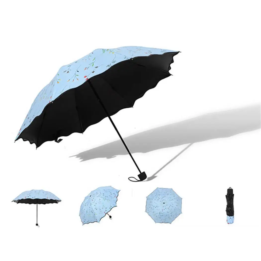 Women Triple Folding Sun Proof Umbrellas UV Protection Windbreaker