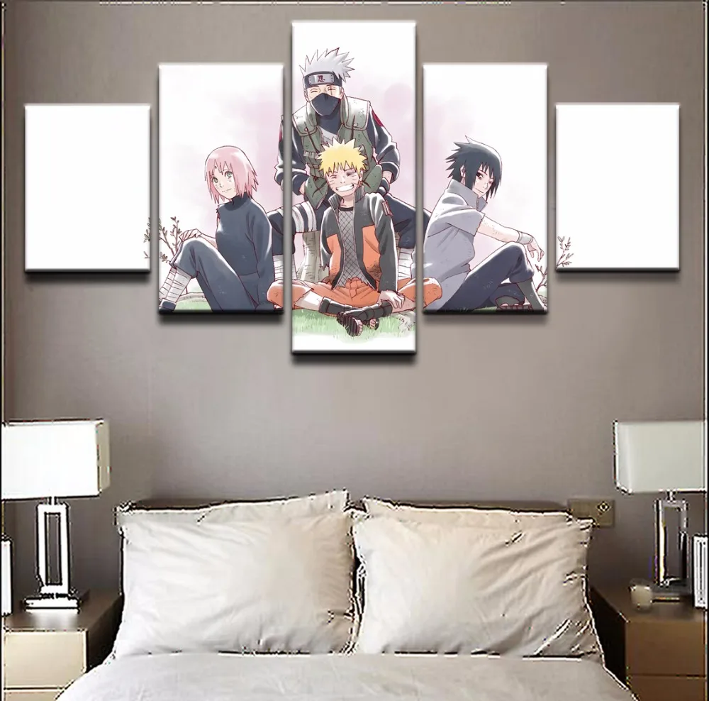 Canvas HD Prints Painting 5 Pieces One Set Naruto Role Animation Posters For Modern Home Wall Art Decor Childrens Room Artwork | Дом и сад