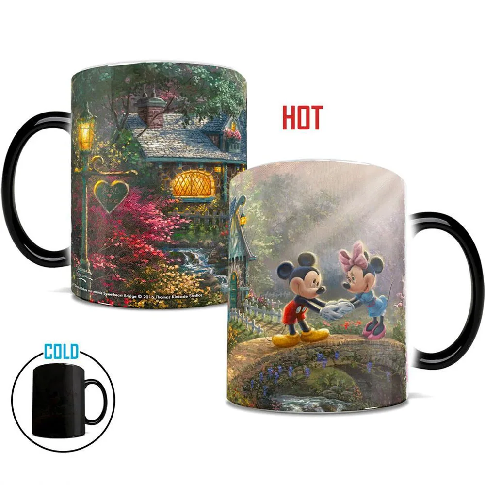 

350ml Mickey Minnie Mouse lover oil painting Coffee Mugs Magic color changing Mug Heat Sensitive Tea Cups Ceramic gift Cup