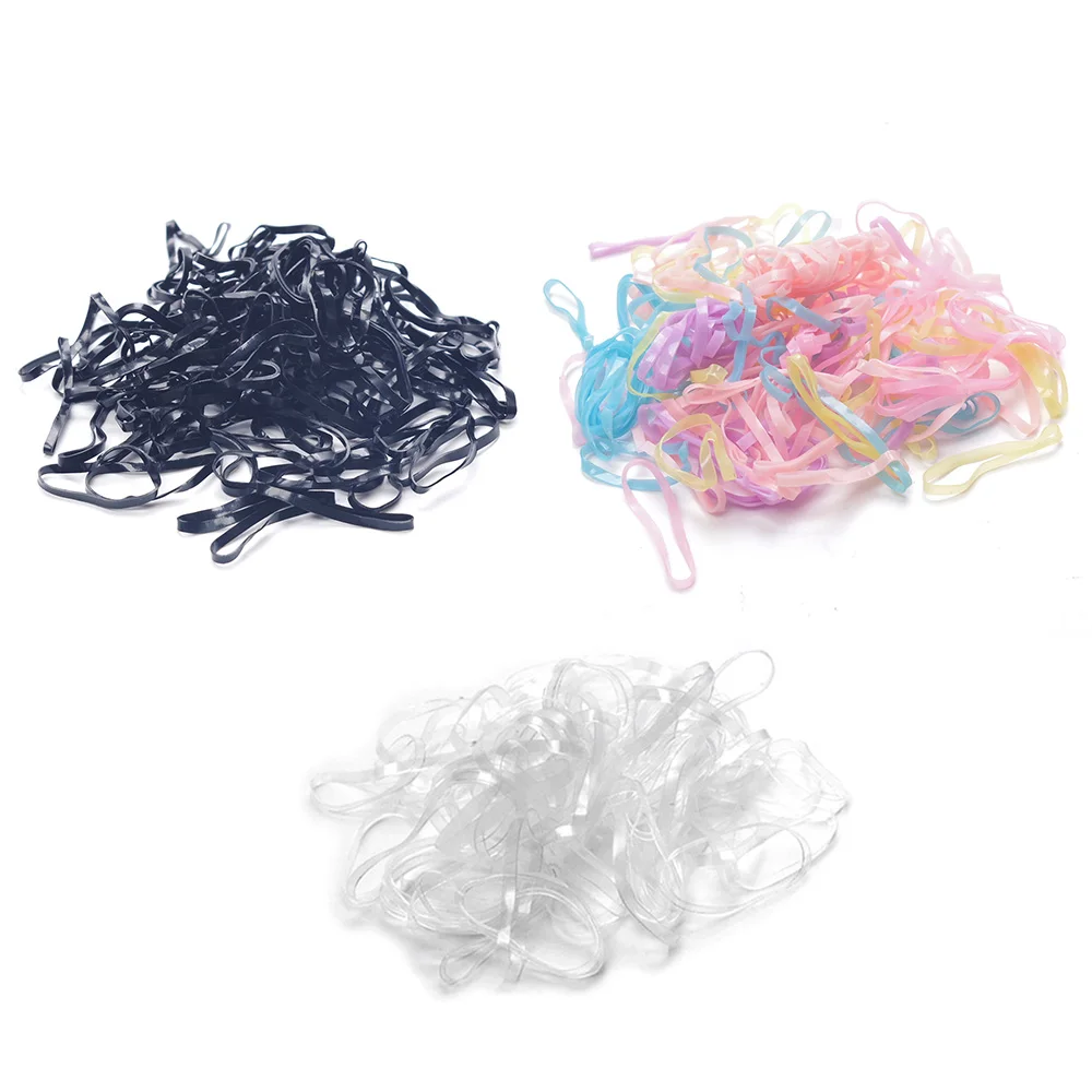 

300pcs/pack Black Coloful Elastic Rubber Band Hair Band Tie Braids Hair Ring Ropes Bind Tool Hairstyle Holding Band