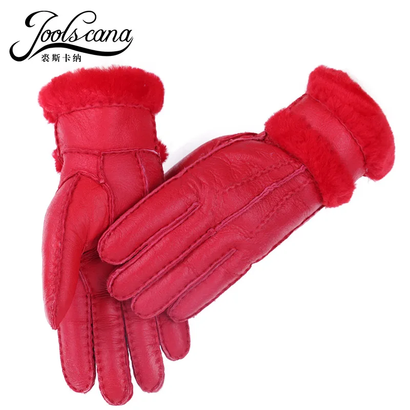 Joolscana зимние перчатки женские кожаные перчатки австралийские Овцы натуральная кожа с мехом ручной работы варежки Новинка