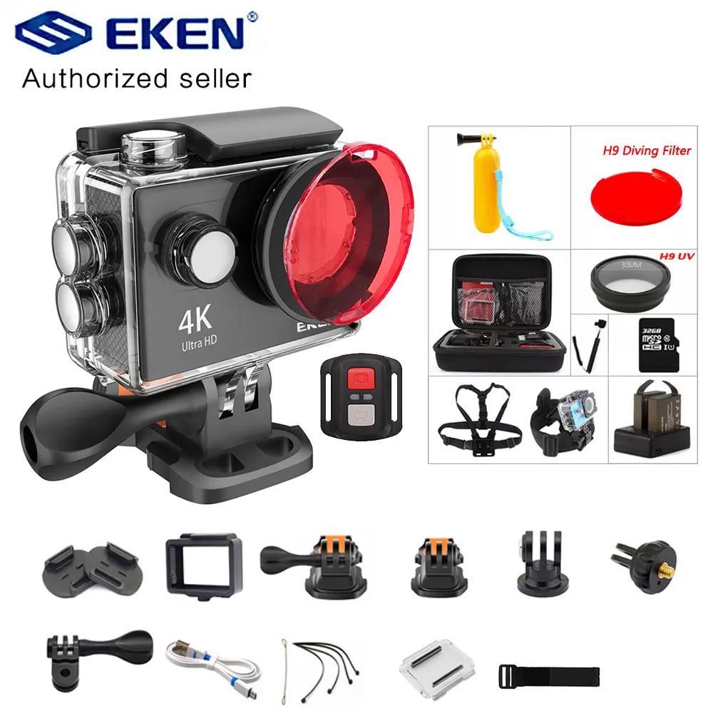 EKEN H9 H9R Экшн камера 4K/30FPS 1080p/60fps 720P/120FPS Ultra HD Подводная Водонепроницаемая мини Wi Fi