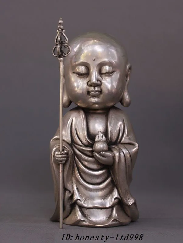 

Tibet Tibetan Buddhism Temple Silver Jizo Ksitigarbha Bodhisattva Buddha Statue