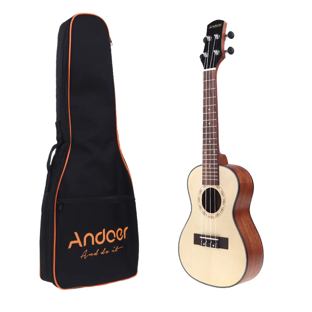 

24'' Ukelele Ukulele Hawaiian Spruce Top Mahogany Back Aquila Rosewood Fretboard Bridge Concert Stringed Instrument with Bag