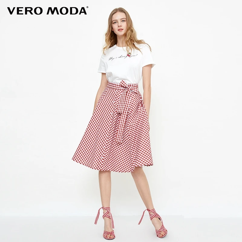 

Vero Moda Plaid Irregular Hemline Lace-Up Skirt | 318216537