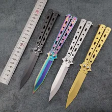 Тренировочный нож-бабочка без края из нержавеющей стали, тренировочный складной нож, инструмент для повседневного использования, Походный нож CS go, тактический