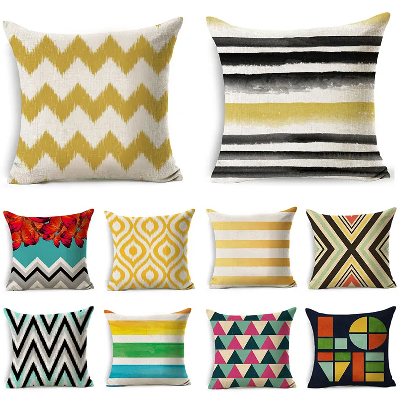 

Cushion Cover Living Room Cushion Corlorful Geometric Home Decor Linen Sofa Decorative Cushion 45*45 Decorative Pillows 40231-1