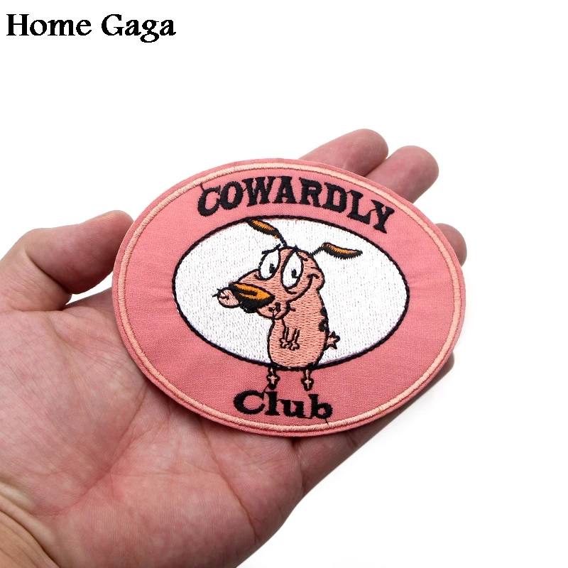 

Homegaga COURAGE The Cowardly Dog Applique patches stickers sewing jersey clothing para DIY jacket badges iron on t-shirt D1134