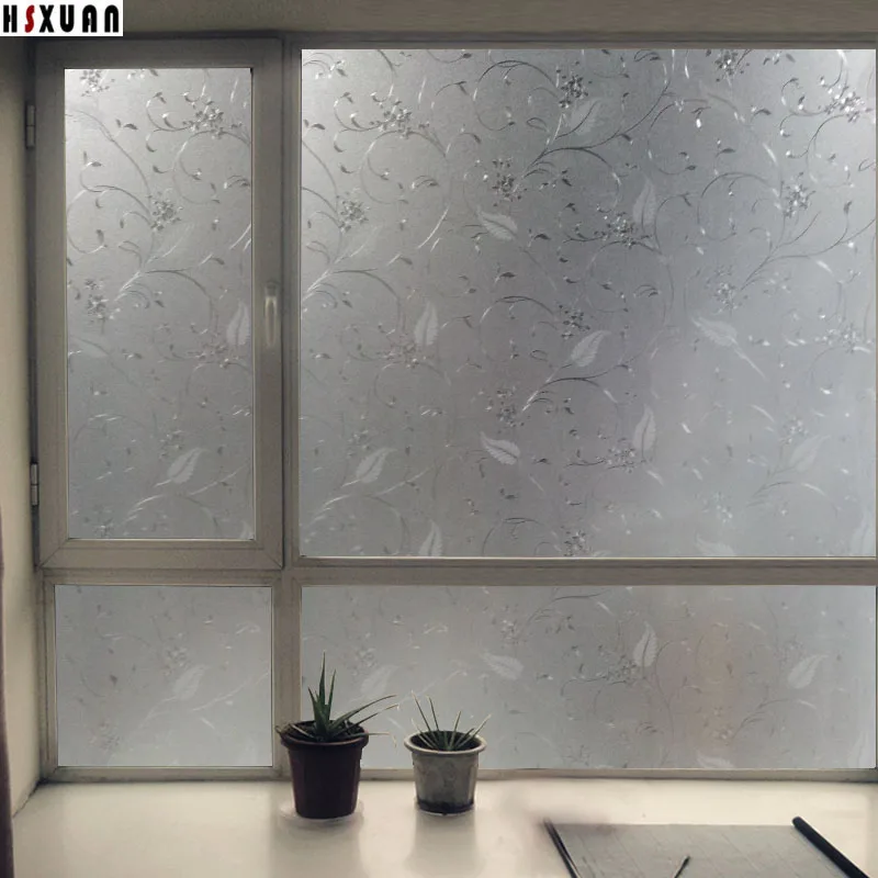 No glue electrostatic window film sunscreen 92x100cm 3d Embossed flower decorative sliding door glass windows sticker 920210 | Дом и сад