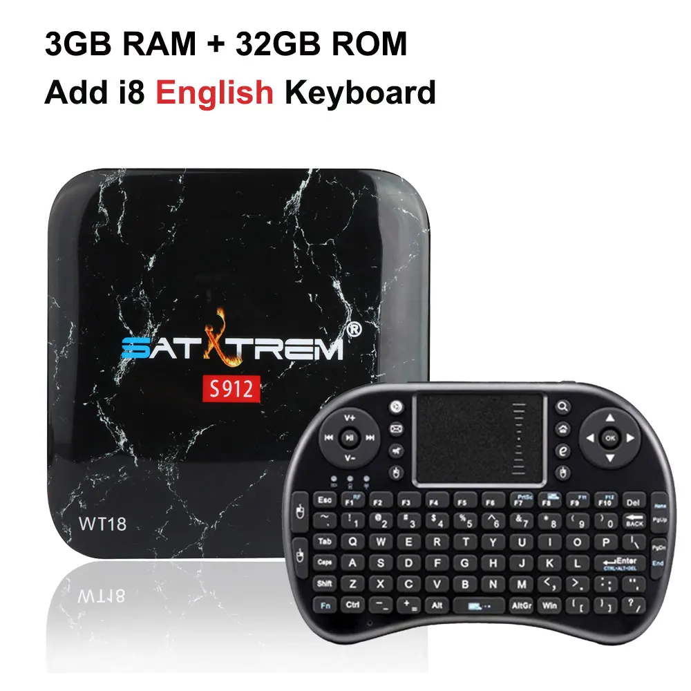 SATXTREM WT18 ТВ-приставка Amlogic S912 3 ГБ 32 ГБ Восьмиядерный Android 7,1 OS BT 4,1 4K двойной WiFi мини-ПК медиаплеер смарт-приставка - Цвет: Add i8 En Keyboard