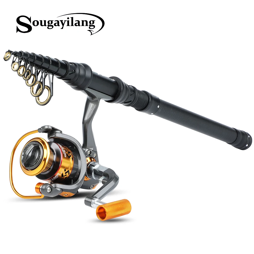 

Sougayilang Carbon Fiber Rod Telescopic Fishing Rod 1.8M 2.1M 2.4M M Power Spinning Rod Hand Fishing Tackle