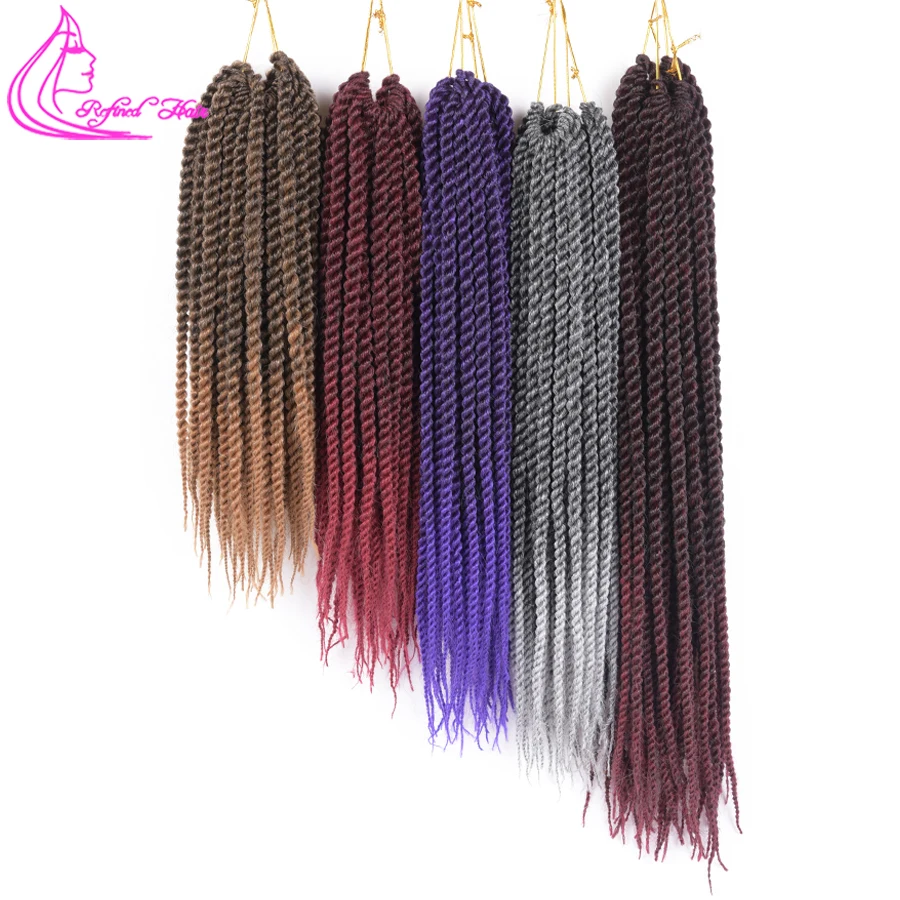 

Refined Hair 12 14 16 18 22Inch 22Roots Crochet Braids Senegalese Twist Pure/Ombre Color Crochet Braid Braiding Hair Extensions