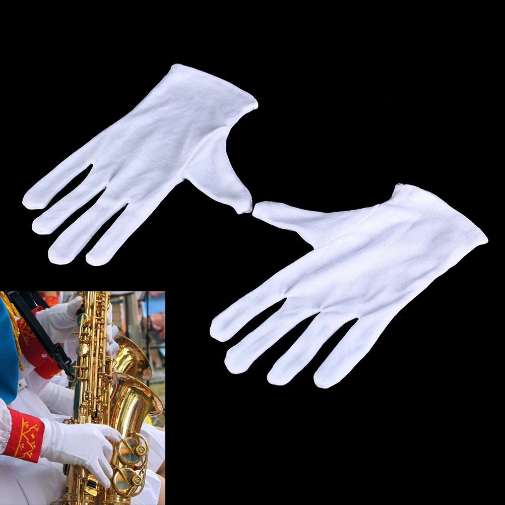 Musical Instrument White Soft and Lint free Performance Gloves for Saxophone Trumpet Flute