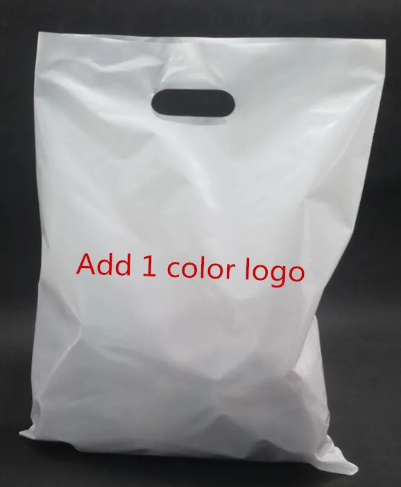 100x пластиковая хозяйственная сумка на заказ магазин одежды Розничная упаковка мешок высокого давления копать отверстие полиэтиленовый мешок белый 35x25 см - Цвет: Add 1 color logo