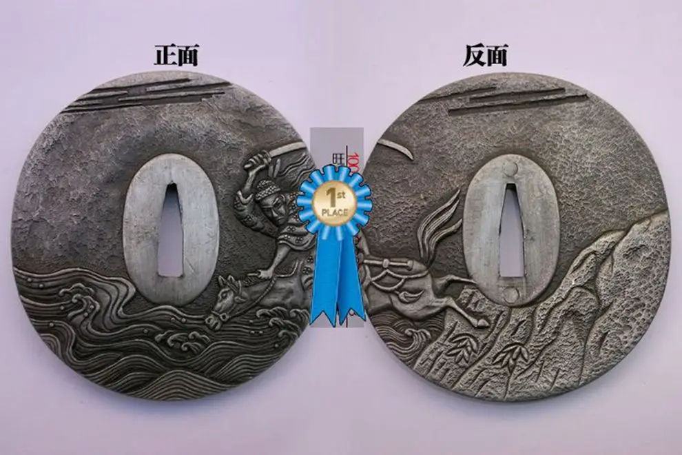 Wondefuul японский сплав Guard Tsuba для самурайский меч катана нож Guard Wakizashi ручной работы - Цвет: Светло-зеленый