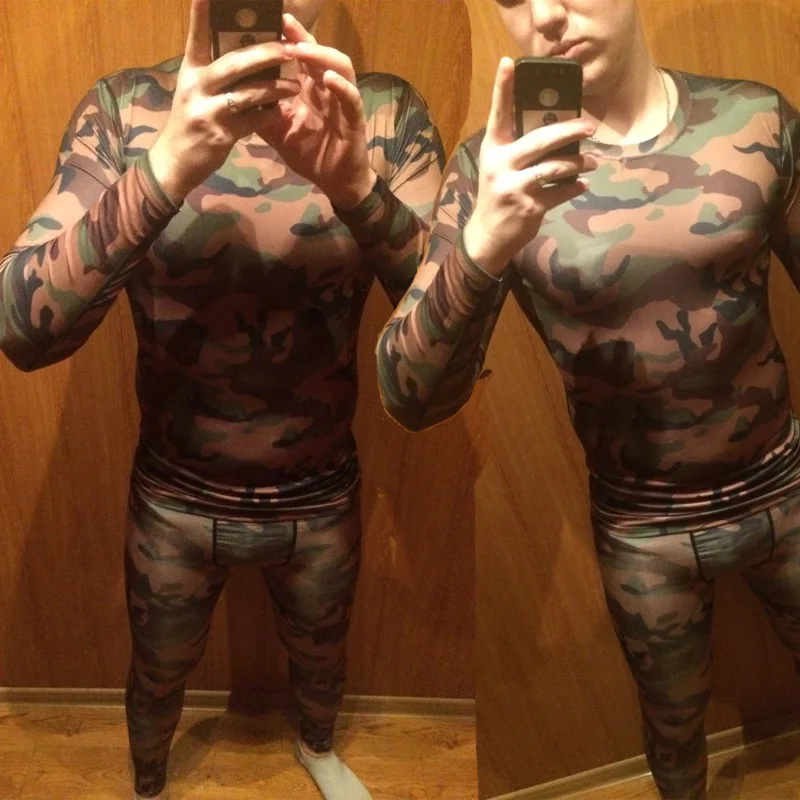 

men's sportswear man running tights camouflage clothing rashgard male compression gym clothing running t-shirt MMA Clothing kit