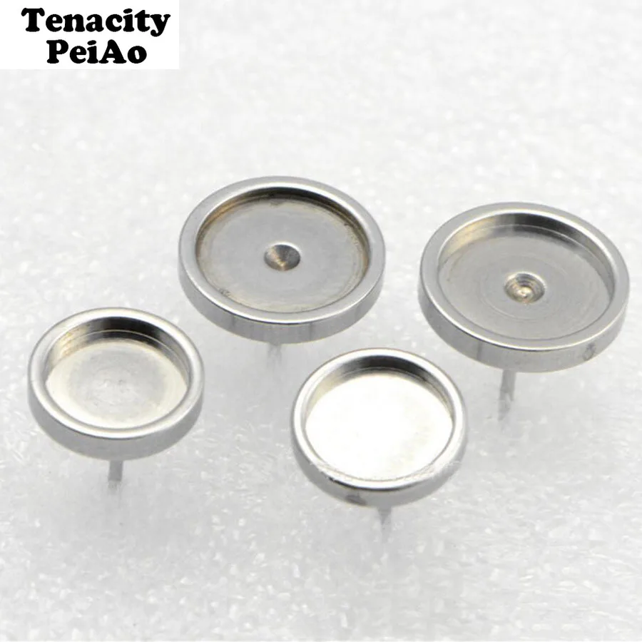 

10pc Stainless Steel Fit 6/8/10/12mm Cameo Cabochon Blank Earring Bezel DIY Stud Earrings Base Setttings Jewelry Making Findings