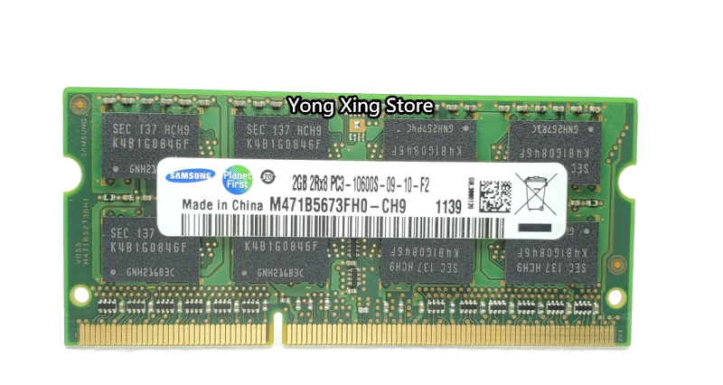 Ноутбук памяти samsung DDR3 2 Гб 1333 МГц PC3-10600S DDR 3 2G ноутбук ram 204PIN SODIMM