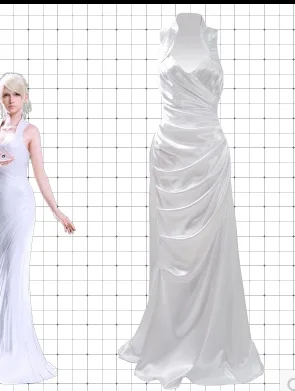 Платье Lunafreya Nox костюм флуоресцентного Фэнтези XV для косплея белое маскарадное