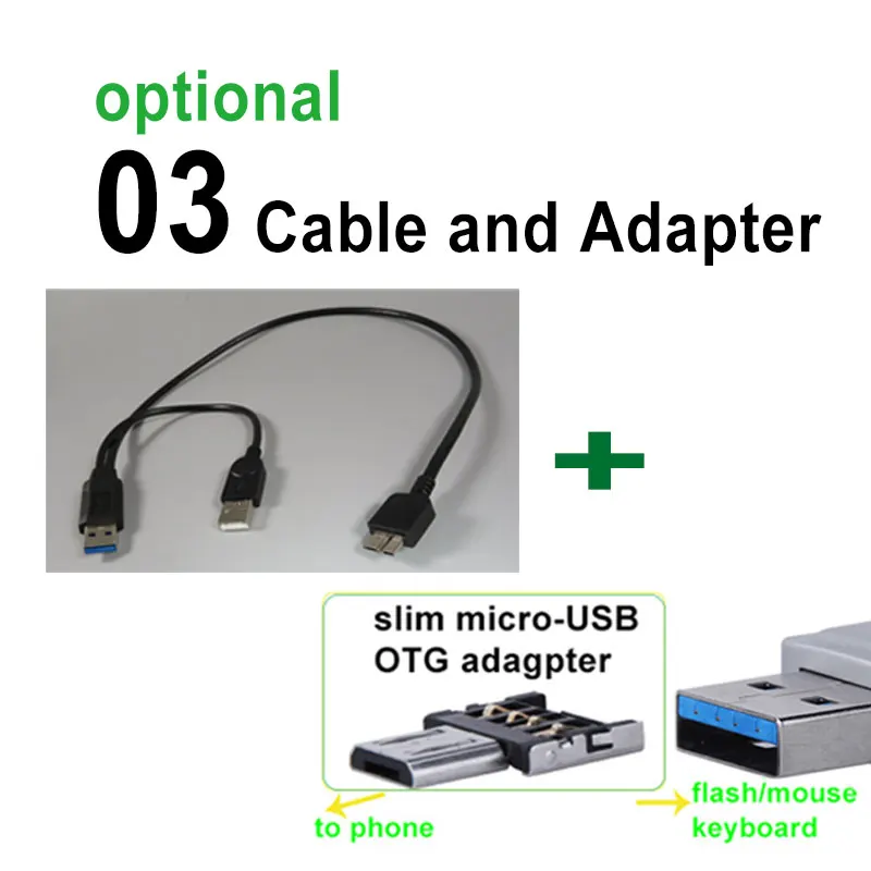 03 OTG n mini Adapte PCTONIC Micro-USB3.0 кабель с дополнительным usb-питанием типа A male micro-B для мобильного жесткого диска HDD OTG кабель - Цвет: 03 OTG n mini Adapte