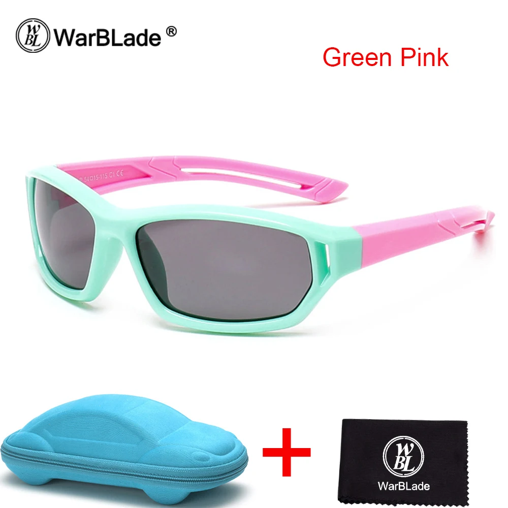 Nodare Детские поляризованные солнцезащитные очки детские спортивные штаны для мальчиков и девочек очки TR90 Polaroid Солнцезащитные очки тёмные очки для младенцев, солнцезащитные очки с Чехол - Цвет линз: green pink